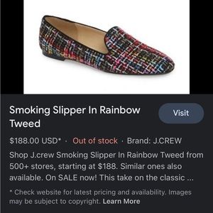 J.Crew Smoking Slipper Rainbow Tweed